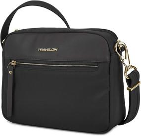 img 1 attached to 👜 Small Crossbody Handbag & Wallet Set - Travelon Addison Anti-Theft Midnight Floral Design for Women