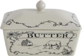 img 4 attached to 🧈 Handcrafted Stoneware Butter Dish - Creative DA8364 Country Style