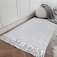 🏡 коврик для кухни tiffasea boho 2'x4.3' - стиральный реверсивный бегунок с кисточками - фермерский ковер из хлопка, ручной работы - коврик для ванной - внутренний половой коврик для спальни, прачечной, гостиной логотип