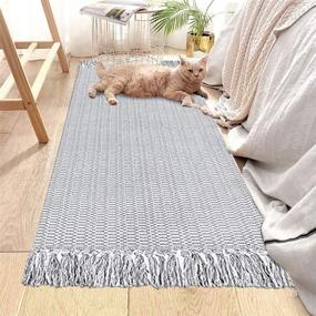 img 2 attached to 🏡 Коврик для кухни Tiffasea Boho 2'x4.3' - Стиральный реверсивный бегунок с кисточками - Фермерский ковер из хлопка, ручной работы - Коврик для ванной - Внутренний половой коврик для спальни, прачечной, гостиной