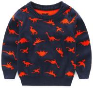 🦖 fashionable boys' dinosaur printed woolen sweater - perfect for fall logo