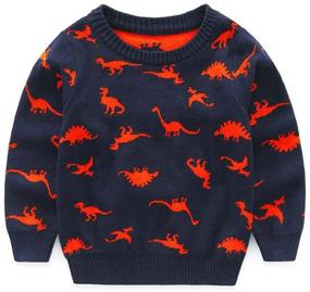 img 1 attached to 🦖 Fashionable Boys' Dinosaur Printed Woolen Sweater - Perfect for Fall