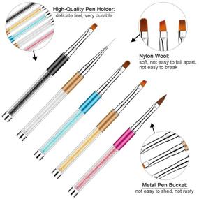 img 1 attached to 💅 INTSUN 5PCS Nail Art Brushes Set with Rhinestone Handles - Acrylic Nail Brushes for DIY Nail Art Salon and Home Use