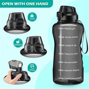 img 3 attached to 💧 Large Capacity Leakproof BPA Free Fitness Sports Water Jug with Time Marker & Straw - 4AMinLA Motivational Gallon Water Bottle (Black)