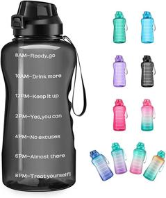 img 4 attached to 💧 Large Capacity Leakproof BPA Free Fitness Sports Water Jug with Time Marker & Straw - 4AMinLA Motivational Gallon Water Bottle (Black)