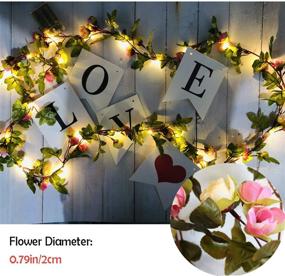 img 2 attached to 🌹 Fielegen 20LED 7.2ft Artificial Flower Rose Vine String Lights: Romantic Battery-Powered Fairy Lights for Valentine's, Weddings, and Indoor Decor