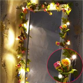 img 4 attached to 🌹 Fielegen 20LED 7.2ft Artificial Flower Rose Vine String Lights: Romantic Battery-Powered Fairy Lights for Valentine's, Weddings, and Indoor Decor