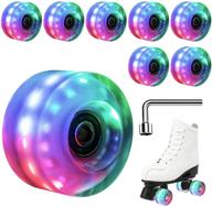 🛼 mopoin 8 pack 82a roller skate wheels: durable wear-resistant pu wheels for indoor/outdoor quad roller skating - includes abec-9 bearing logo