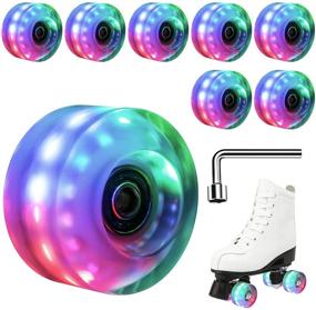 img 4 attached to 🛼 Mopoin 8 Pack 82A Roller Skate Wheels: Durable Wear-Resistant PU Wheels for Indoor/Outdoor Quad Roller Skating - Includes ABEC-9 Bearing