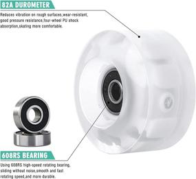 img 2 attached to 🛼 Mopoin 8 Pack 82A Roller Skate Wheels: Durable Wear-Resistant PU Wheels for Indoor/Outdoor Quad Roller Skating - Includes ABEC-9 Bearing