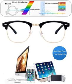 img 1 attached to 👓 Classic Semi Rimless Blue Light Blocking Glasses for Women and Men | Lightweight Frame with Blue Light Filter