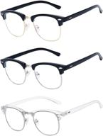 👓 classic semi rimless blue light blocking glasses for women and men | lightweight frame with blue light filter logo