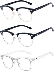 img 4 attached to 👓 Classic Semi Rimless Blue Light Blocking Glasses for Women and Men | Lightweight Frame with Blue Light Filter