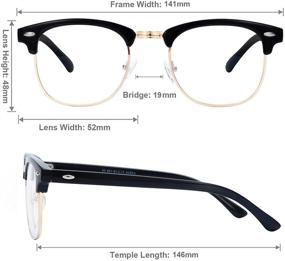 img 2 attached to 👓 Classic Semi Rimless Blue Light Blocking Glasses for Women and Men | Lightweight Frame with Blue Light Filter