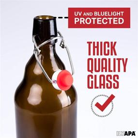 img 2 attached to 🍺 Ilyapa 32 oz Amber Glass Beer Bottles for Home Brewing - 6 Pack with Airtight Flip Top Rubber Seals