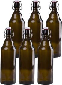 img 4 attached to 🍺 Ilyapa 32 oz Amber Glass Beer Bottles for Home Brewing - 6 Pack with Airtight Flip Top Rubber Seals