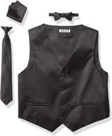 axny boys' 4 piece formal set with tuxedo vest, bow tie, and handkerchief - perfect for special occasions logo