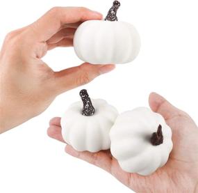 img 2 attached to 🎃 24pcs Small White Artificial Mini Pumpkins for Halloween, Autumn, and Thanksgiving Decorations - FUNARTY Indoor Outdoor