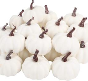 img 4 attached to 🎃 24pcs Small White Artificial Mini Pumpkins for Halloween, Autumn, and Thanksgiving Decorations - FUNARTY Indoor Outdoor