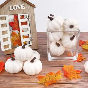 img 1 attached to 🎃 24pcs Small White Artificial Mini Pumpkins for Halloween, Autumn, and Thanksgiving Decorations - FUNARTY Indoor Outdoor