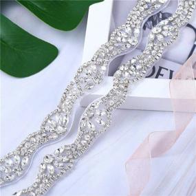 img 3 attached to 💎 XINFANGXIU 1 Yard Rhinestone Wedding Dress Applique: Sparkling Crystal Thin Sash for Women's Formal Attire