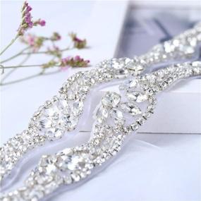 img 1 attached to 💎 XINFANGXIU 1 Yard Rhinestone Wedding Dress Applique: Sparkling Crystal Thin Sash for Women's Formal Attire