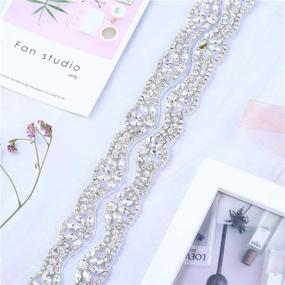 img 4 attached to 💎 XINFANGXIU 1 Yard Rhinestone Wedding Dress Applique: Sparkling Crystal Thin Sash for Women's Formal Attire