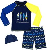 🏊 protective boys two piece rash guard sunsuit swimwear sets – long sleeve with hat logo