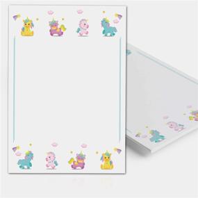 img 3 attached to 🦄 Pastel Whimsical Unicorn Stationary Paper - Ideal for Art-Craft Supply, Scrapbooking, DIY Projects, Party Invitations, Announcements & More - 8.5 x 11 Inches, 100 Sheets