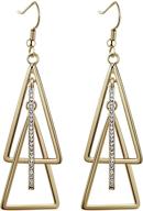 cowlyn bohemian style triangle stack drop long tassel earrings - 925 silver needle hook lightweight statement jewelry logo