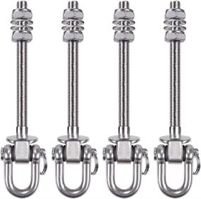 img 4 attached to 🌲 SELEWARE 4 Packs Heavy Duty Swing Hangers: 1800LB Capacity Stainless Steel Hooks for Hammocks, Punching Bags, and Porch Swings