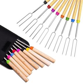 img 4 attached to 🔥 Ezire Marshmallow Roasting Sticks - Extendable Telescoping Smores Skewers 32 Inch (8Pcs): Perfect for Fire Pit, Campfire, BBQ, Hot Dogs, and Marshmallows