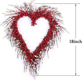 img 3 attached to 💖 Handmade Red Berry Heart Shaped Wreath: Ideal Valentine's Day Rustic Twig Door Decor - 18 Inch Classic Indoor Decorative Piece