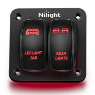 nilight 2 gang rocker switch panel led light bar switch rear lights switch 12 24v dc red switches 5pin on off pre wired toggle switch panel for cars atvs utvs logo