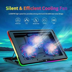 img 3 attached to 💨 Enhanced Cooling Efficiency: NACODEX RGB Laptop Cooling Pad with 3 Quiet LED Fans and Touch Control for 19” Laptop, Adjustable Comfortable Height Portable Cooler, Durable Pure Metal Panel in Sleek Black Design
