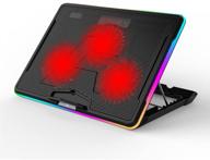 💨 enhanced cooling efficiency: nacodex rgb laptop cooling pad with 3 quiet led fans and touch control for 19” laptop, adjustable comfortable height portable cooler, durable pure metal panel in sleek black design logo