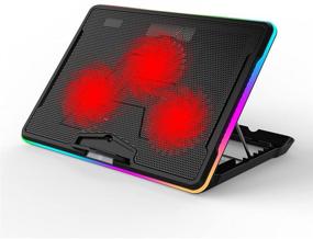 img 4 attached to 💨 Enhanced Cooling Efficiency: NACODEX RGB Laptop Cooling Pad with 3 Quiet LED Fans and Touch Control for 19” Laptop, Adjustable Comfortable Height Portable Cooler, Durable Pure Metal Panel in Sleek Black Design