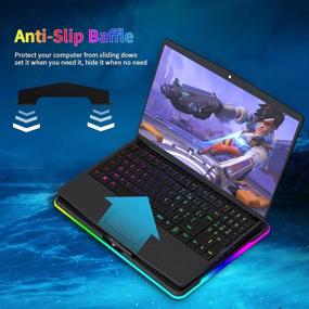 img 2 attached to 💨 Enhanced Cooling Efficiency: NACODEX RGB Laptop Cooling Pad with 3 Quiet LED Fans and Touch Control for 19” Laptop, Adjustable Comfortable Height Portable Cooler, Durable Pure Metal Panel in Sleek Black Design