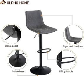 img 3 attached to ALPHA HOME Bar Stools: Modern Square Pu Leather Kitchen Counter Stools with 360 Degree Swivel Seat - Set of 2, Grey