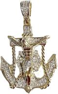 🙏 tgdj authentic 10k solid yellow gold 0.28ct diamond jesus cross mariner charm anchor crucifix pendant logo