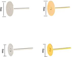 img 2 attached to 💎 Belerry Ножки серьги из нержавеющей стали: 400 шт. плоских штифтов с замочками-бабочками - идеально подходят для создания украшений