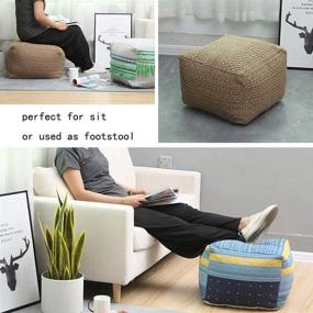 img 1 attached to Riarevt Unstuffed Ottoman Footstool Knitted Home Decor and Poufs