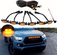 6pcs led grille lights for toyota tacoma 2016-2018 trd pro grille - amber, aftermarket accessories logo