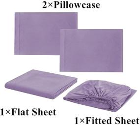 img 1 attached to Orient Full Size Microfiber Sheet Set 🛏️ - 4 Piece - Deep Pocket Set (Purple, Full)