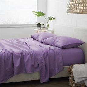 img 3 attached to Orient Full Size Microfiber Sheet Set 🛏️ - 4 Piece - Deep Pocket Set (Purple, Full)