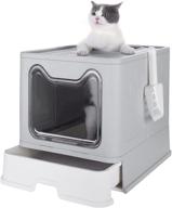 🐱 foldable cat litter box with lid: convenient, large top entry design logo