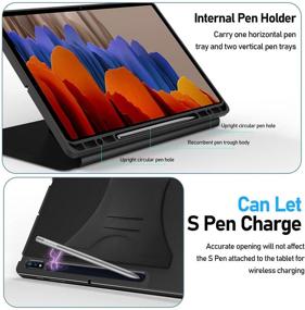 img 1 attached to 📱 Vizvera Galaxy Tab S7 Plus & Galaxy Tab S7 FE 12.4" Case, SM-T970/T975/T976/T978/T730/T736 Tablet Cover with S Pen Holder - Auto Wake/Sleep, Multiple Angle Stand (Black)