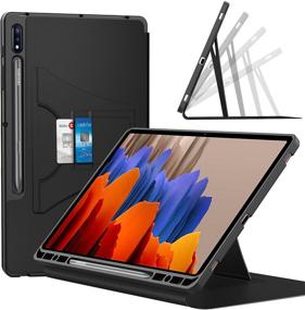 img 4 attached to 📱 Vizvera Galaxy Tab S7 Plus & Galaxy Tab S7 FE 12.4" Case, SM-T970/T975/T976/T978/T730/T736 Tablet Cover with S Pen Holder - Auto Wake/Sleep, Multiple Angle Stand (Black)
