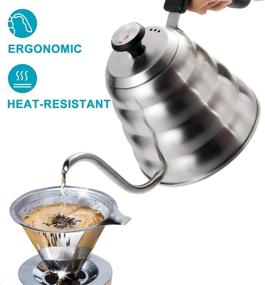 img 1 attached to OAMCEG Pour Over Kettle: 1.2L Stainless Steel Gooseneck with Thermometer - Perfect for Precise Temperature Control and Insulated Handle