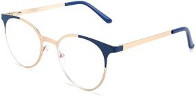 img 3 attached to FEISEDY B2656: Stylish Round Metal Frame Reading Glasses for Women and Men with Anti-Reflective Coating